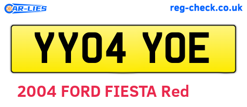 YY04YOE are the vehicle registration plates.