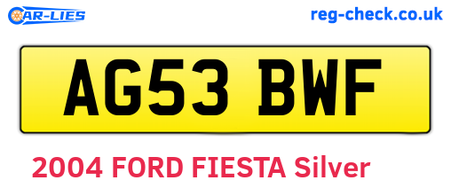 AG53BWF are the vehicle registration plates.