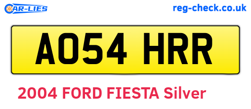 AO54HRR are the vehicle registration plates.