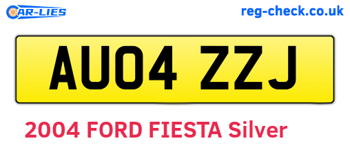 AU04ZZJ are the vehicle registration plates.