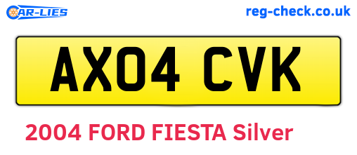 AX04CVK are the vehicle registration plates.