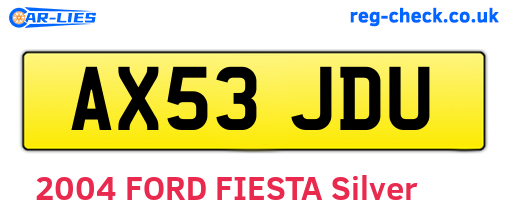 AX53JDU are the vehicle registration plates.