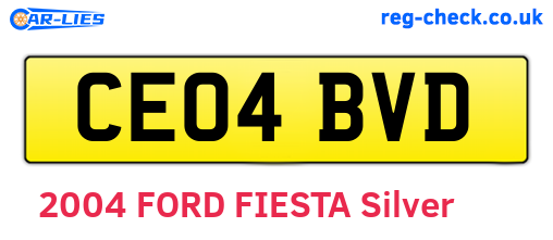CE04BVD are the vehicle registration plates.