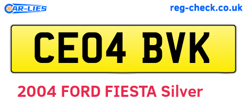 CE04BVK are the vehicle registration plates.