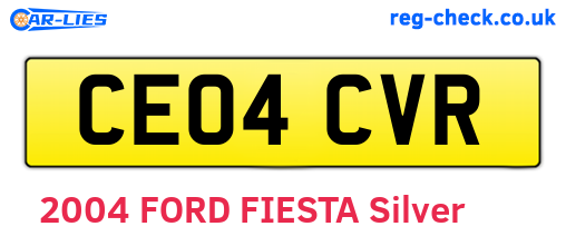 CE04CVR are the vehicle registration plates.
