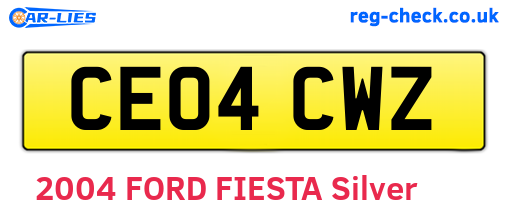 CE04CWZ are the vehicle registration plates.