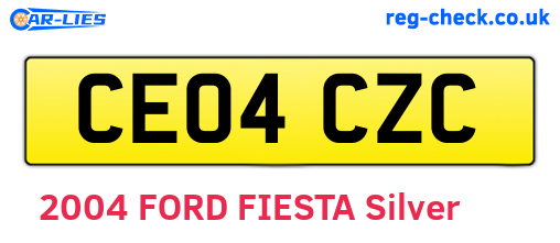 CE04CZC are the vehicle registration plates.