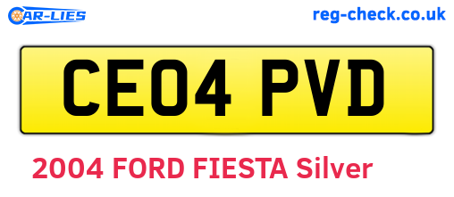 CE04PVD are the vehicle registration plates.