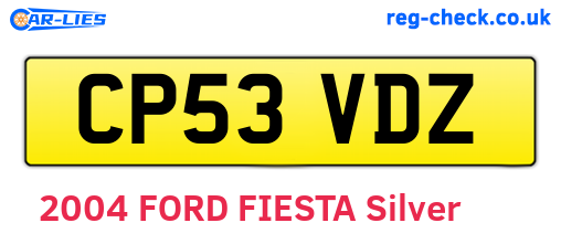 CP53VDZ are the vehicle registration plates.