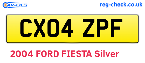 CX04ZPF are the vehicle registration plates.
