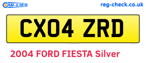CX04ZRD are the vehicle registration plates.