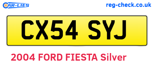 CX54SYJ are the vehicle registration plates.