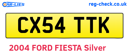 CX54TTK are the vehicle registration plates.