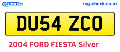 DU54ZCO are the vehicle registration plates.