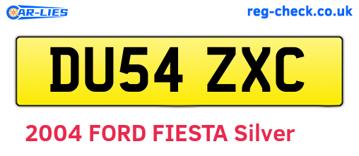 DU54ZXC are the vehicle registration plates.