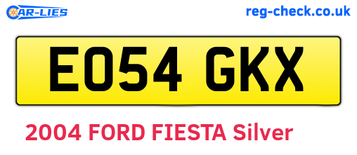 EO54GKX are the vehicle registration plates.