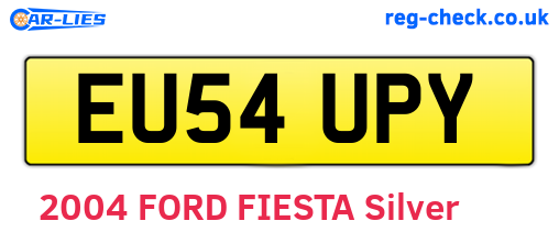 EU54UPY are the vehicle registration plates.