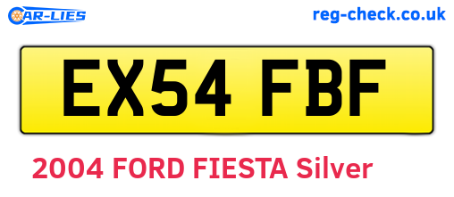 EX54FBF are the vehicle registration plates.