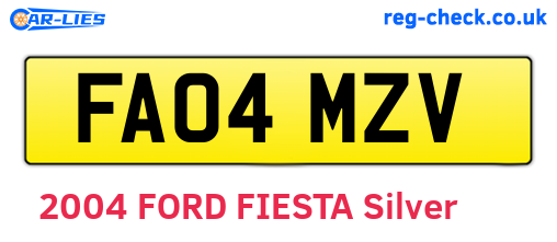 FA04MZV are the vehicle registration plates.