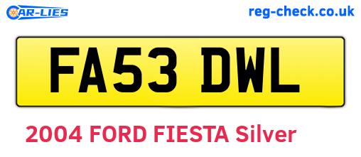 FA53DWL are the vehicle registration plates.