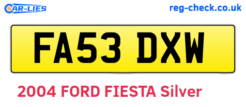 FA53DXW are the vehicle registration plates.