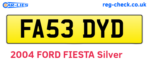 FA53DYD are the vehicle registration plates.