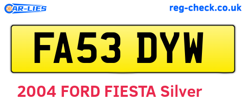FA53DYW are the vehicle registration plates.