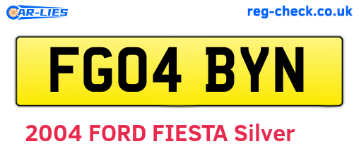 FG04BYN are the vehicle registration plates.