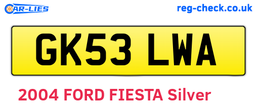 GK53LWA are the vehicle registration plates.