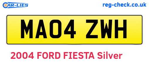 MA04ZWH are the vehicle registration plates.