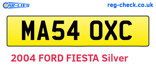 MA54OXC are the vehicle registration plates.