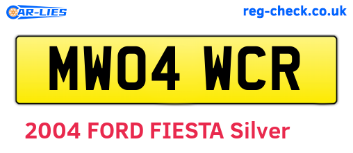 MW04WCR are the vehicle registration plates.