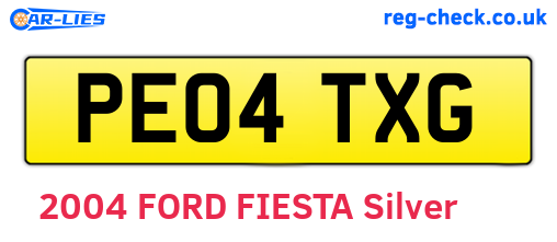 PE04TXG are the vehicle registration plates.