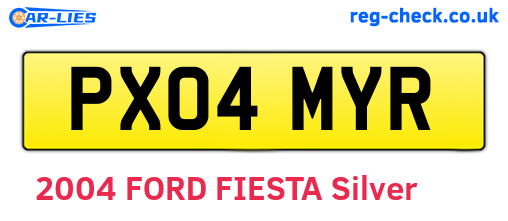 PX04MYR are the vehicle registration plates.