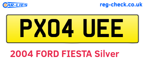 PX04UEE are the vehicle registration plates.