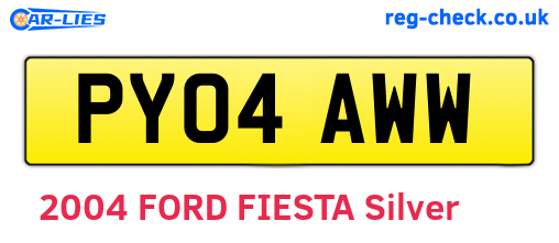PY04AWW are the vehicle registration plates.