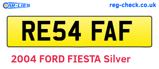RE54FAF are the vehicle registration plates.