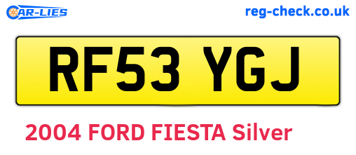 RF53YGJ are the vehicle registration plates.
