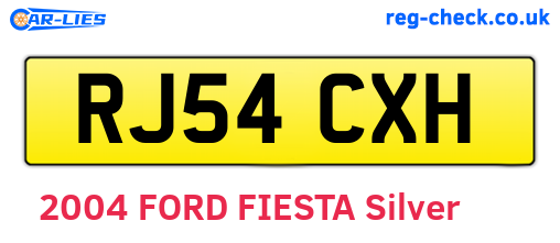 RJ54CXH are the vehicle registration plates.