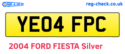 YE04FPC are the vehicle registration plates.