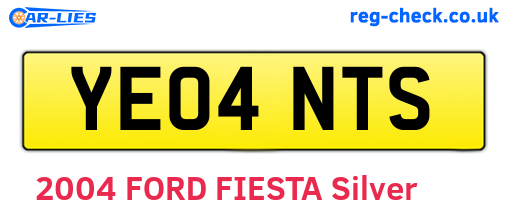 YE04NTS are the vehicle registration plates.