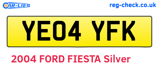 YE04YFK are the vehicle registration plates.