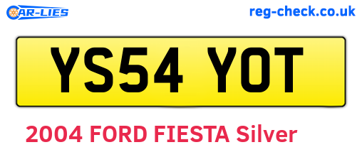 YS54YOT are the vehicle registration plates.