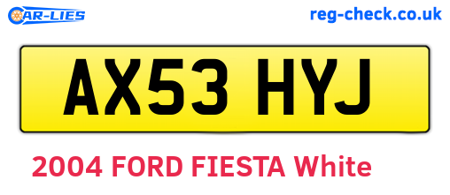 AX53HYJ are the vehicle registration plates.