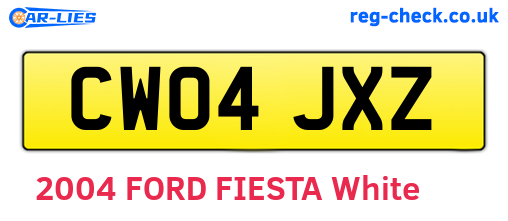 CW04JXZ are the vehicle registration plates.