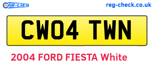 CW04TWN are the vehicle registration plates.