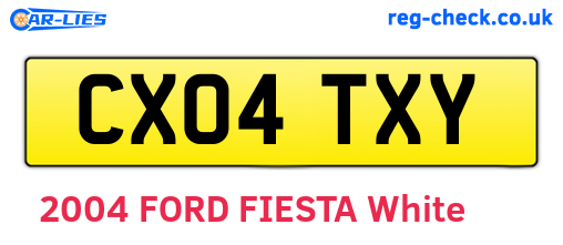 CX04TXY are the vehicle registration plates.
