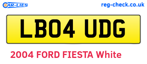 LB04UDG are the vehicle registration plates.