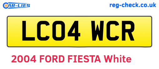 LC04WCR are the vehicle registration plates.
