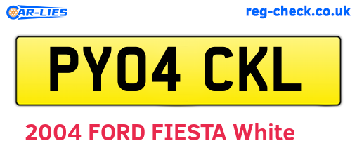 PY04CKL are the vehicle registration plates.